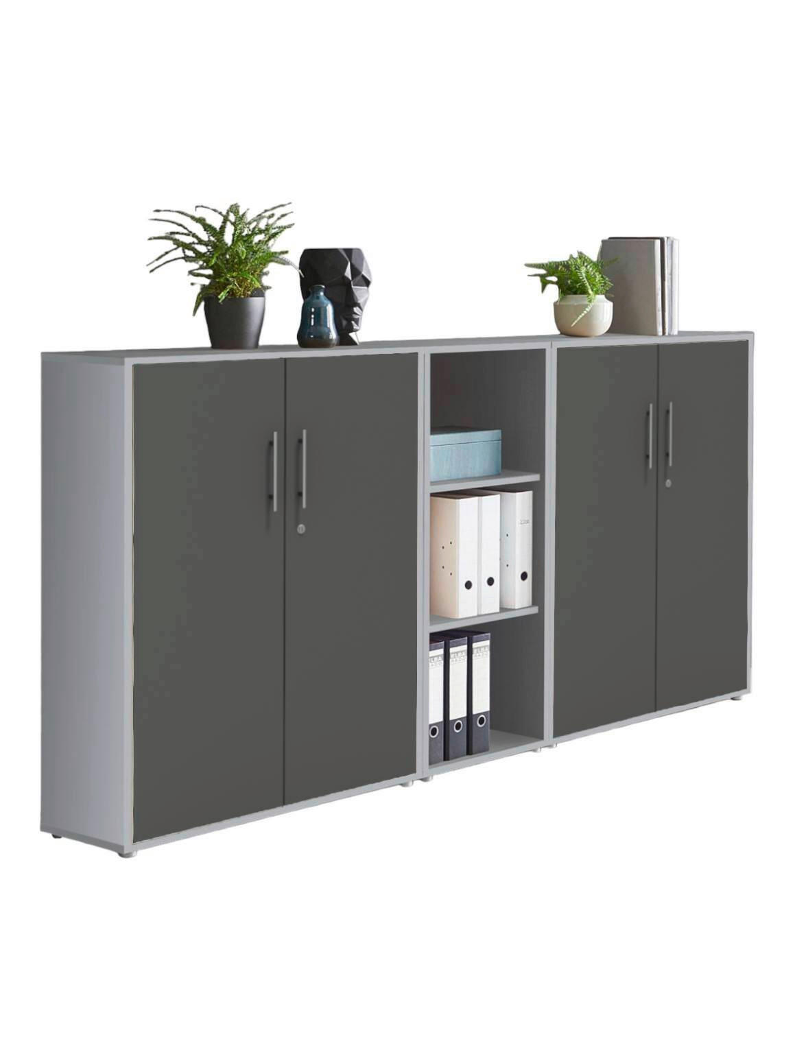 AKTENSCHRANK Anthrazit, Hellgrau  - Anthrazit/Hellgrau, MODERN, Holzwerkstoff (212,9/113,6/33cm) - MID.YOU