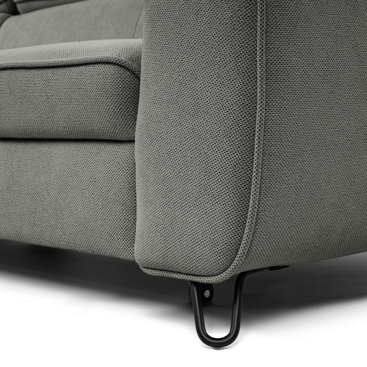 ECKSOFA in Flachgewebe Dunkelgrau  - Dunkelgrau/Schwarz, Design, Textil/Metall (200/250cm) - Stylife