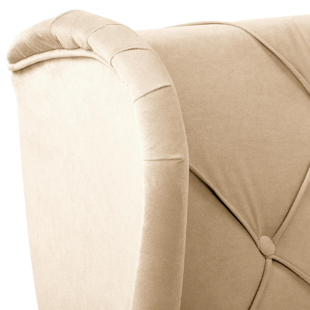 OHRENSESSEL in Samt Beige  - Beige, Design, Holz/Textil (84/105/90cm) - P & B