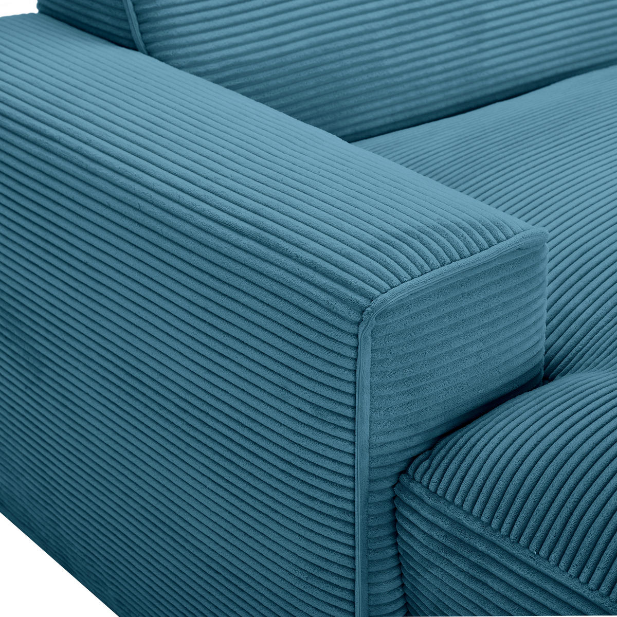 ECKSOFA in Cord Hellblau  - Schwarz/Hellblau, Design, Kunststoff/Textil (196/303cm) - Livetastic