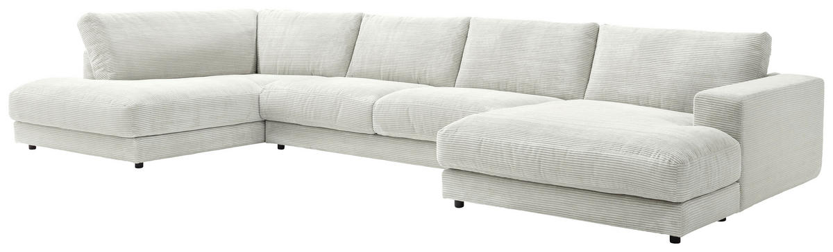 WOHNLANDSCHAFT in Cord Hellgrau  - Hellgrau/Schwarz, Design, Kunststoff/Textil (224/425/190cm) - Hom`in