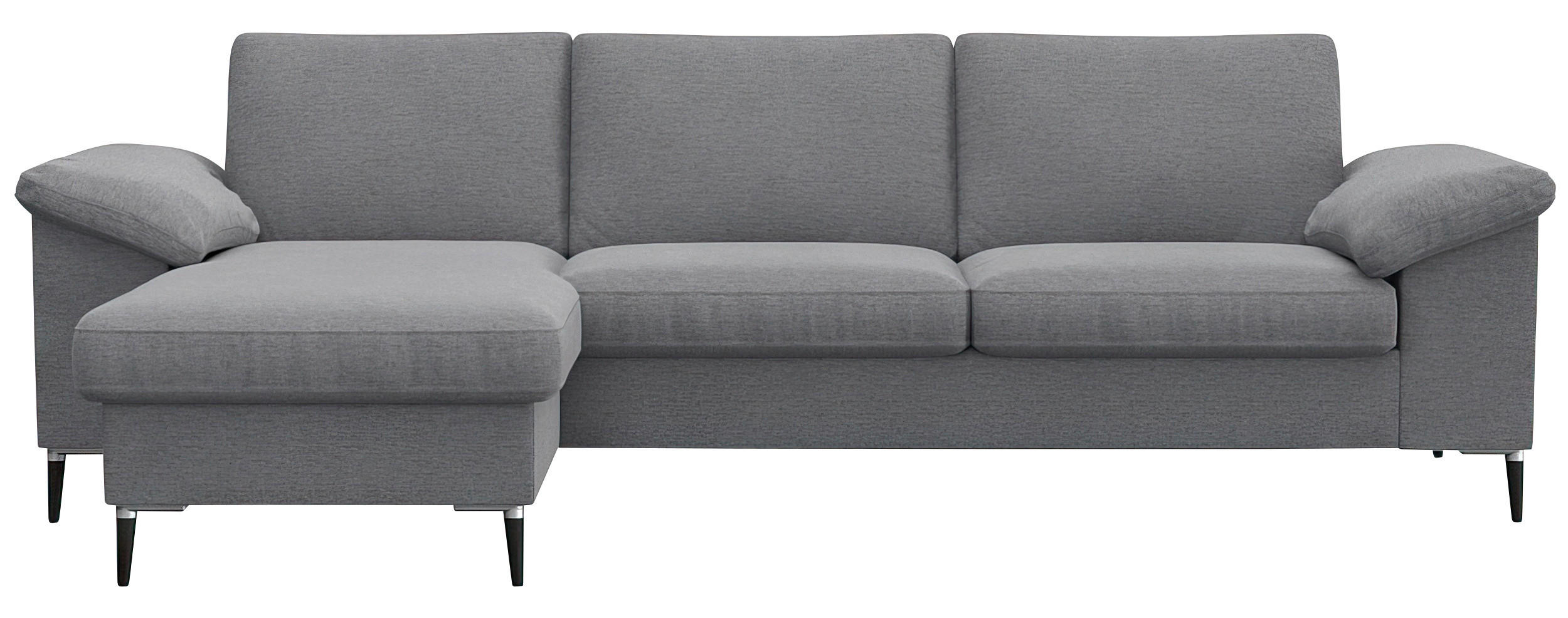 ECKSOFA Grau Flachgewebe - Alufarben/Schwarz, Design, Textil/Metall (159/242cm) - Livetastic