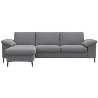 ECKSOFA Grau Flachgewebe  - Alufarben/Schwarz, Design, Textil/Metall (159/242cm) - Livetastic