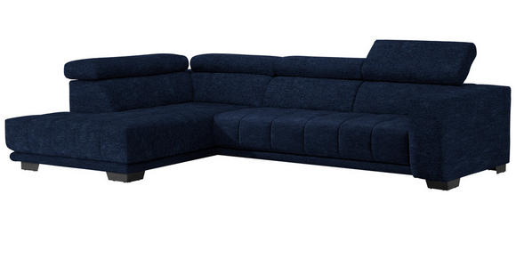 ECKSOFA in Mikrofaser Dunkelblau  - Schwarz/Dunkelblau, Design, Textil/Metall (207/301cm) - Xora