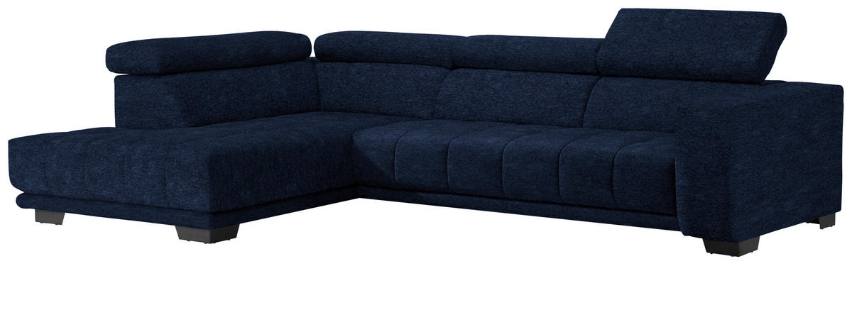 ECKSOFA in Mikrofaser Dunkelblau  - Schwarz/Dunkelblau, Design, Textil/Metall (207/301cm) - Xora