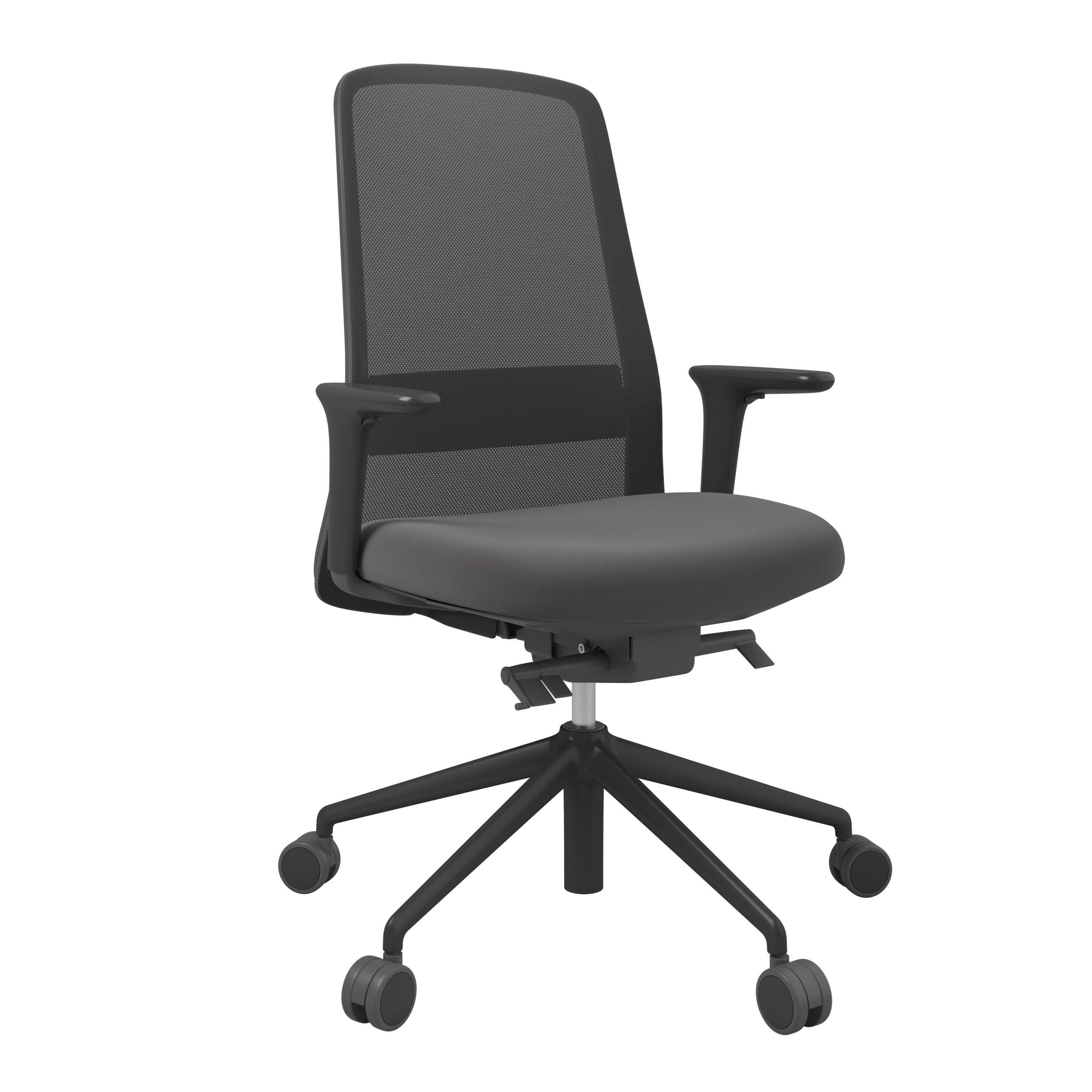 DREHSTUHL Schwarz, Dunkelbraun  - Dunkelbraun/Schwarz, MODERN, Leder/Kunststoff (70/103-115/70cm)