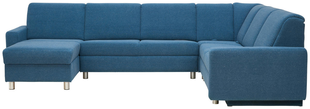 WOHNLANDSCHAFT in Jacquard Blau, Petrol  - Blau/Petrol, KONVENTIONELL, Kunststoff/Textil (158/322/236cm) - Sedda
