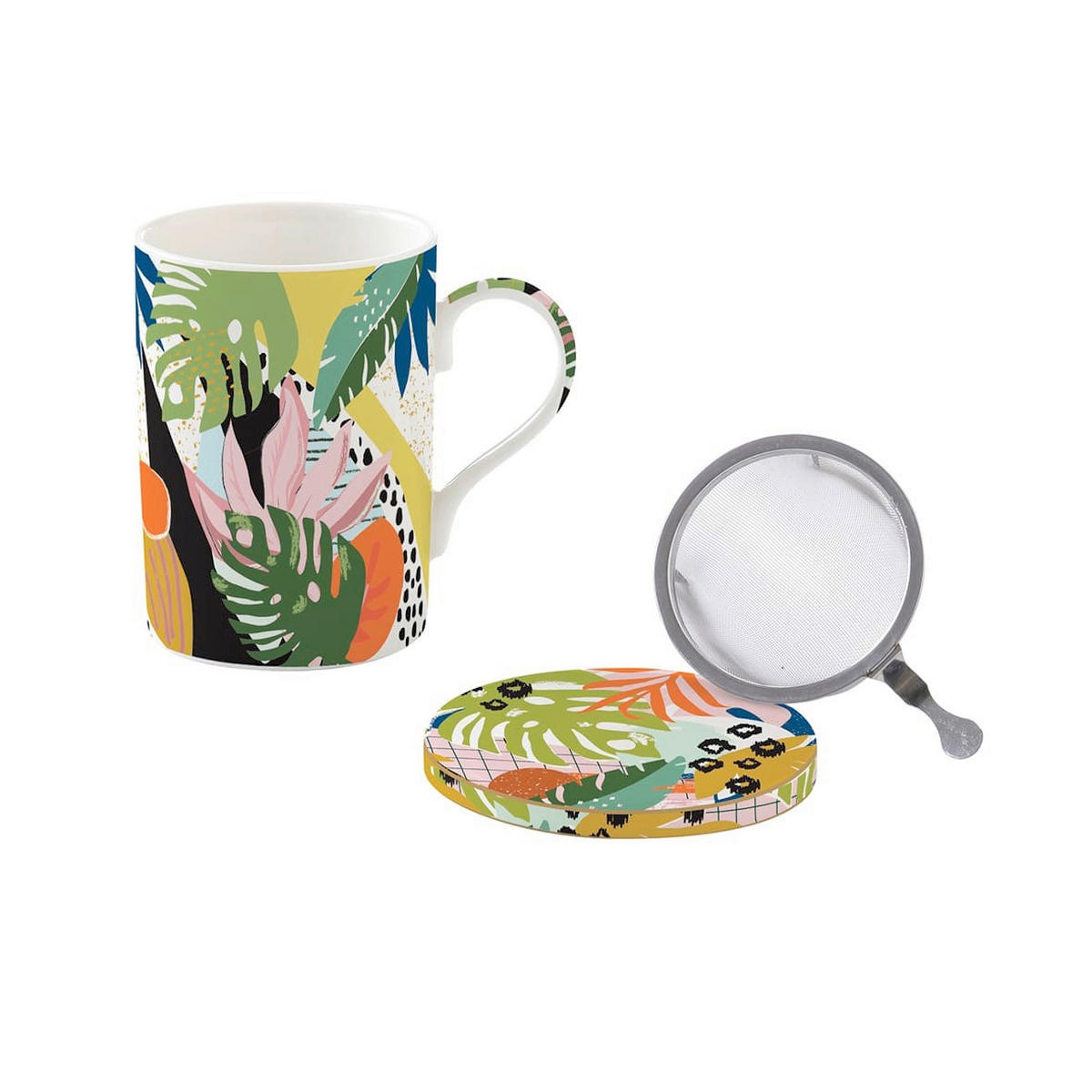 ŠALICA ZA ČAJ   350 ml  TROPICAL VIBES   - višebojno, Basics, keramika (350ml)