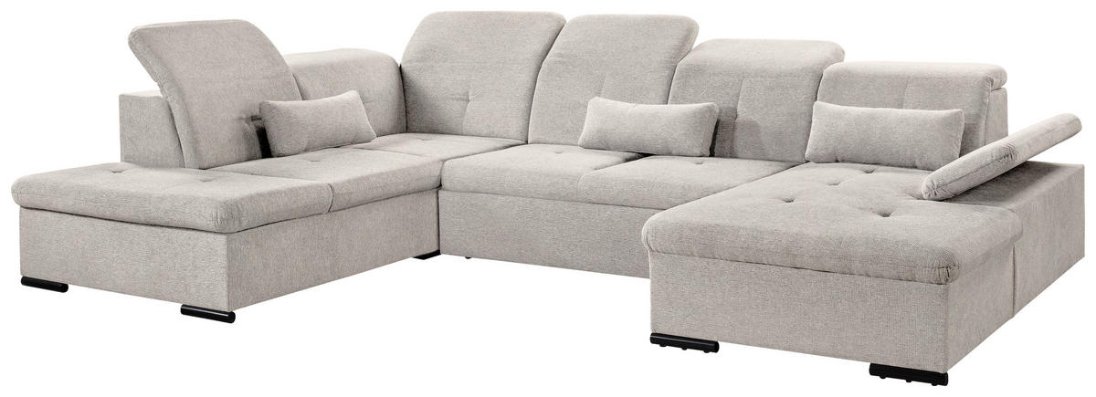 WOHNLANDSCHAFT Beige Chenille  - Beige/Grau, KONVENTIONELL, Kunststoff/Textil (188/340/240cm) - Carryhome