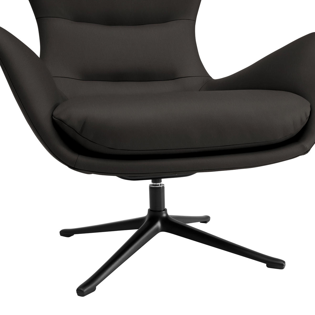 OHRENSESSEL in Dunkelbraun  - Dunkelbraun/Schwarz, Design, Leder/Metall (84/104/96cm) - home24