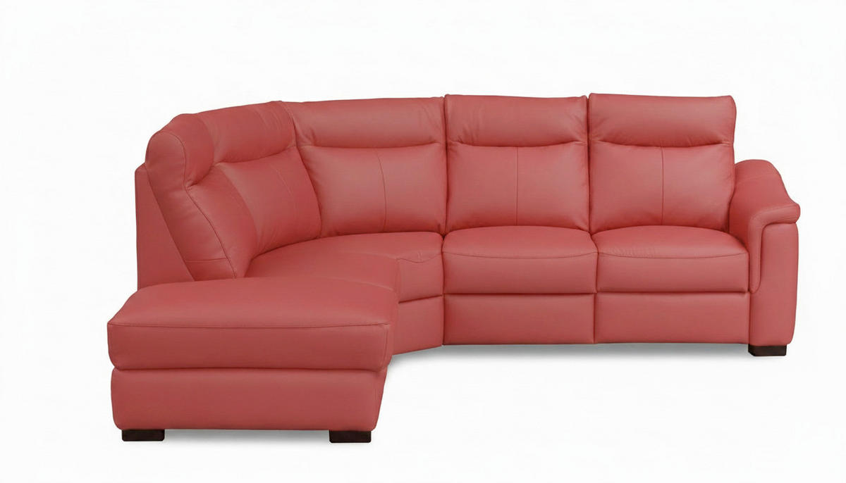 ECKSOFA Lederlook Echtleder Rot  - Wengefarben/Rot, Design, Leder/Holz (229/260cm) - Livetastic