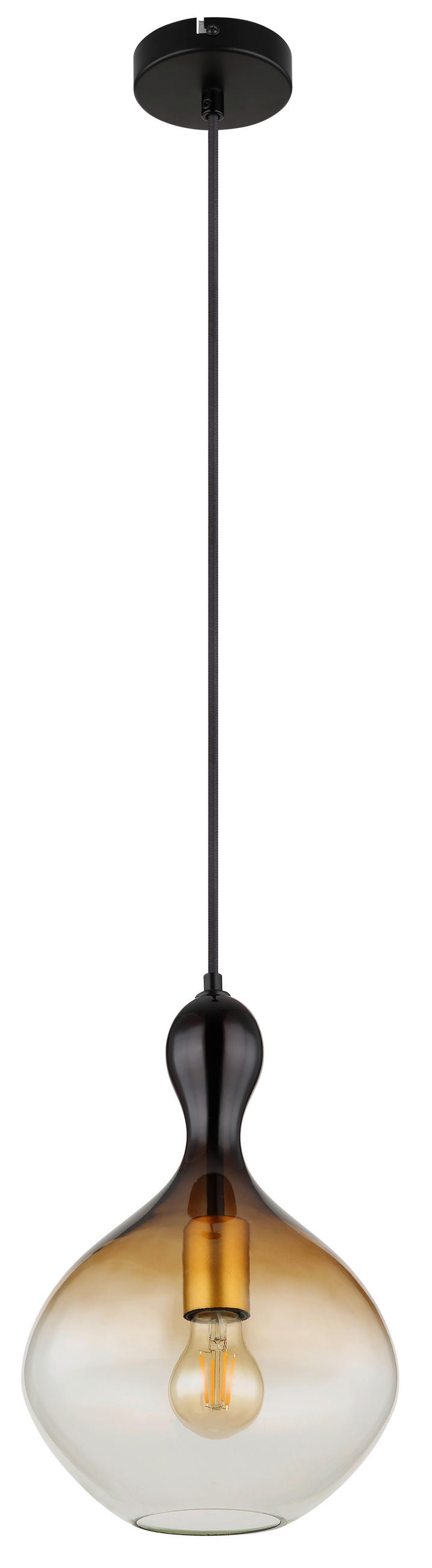 HÄNGELEUCHTE 23/120 cm - Klar/Goldfarben, Design, Glas/Textil (23/120cm) - Globo