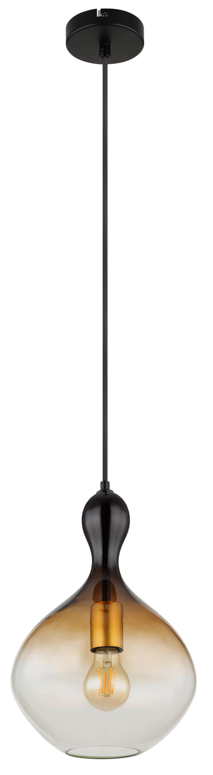 HÄNGELEUCHTE 23/120 cm    - Klar/Goldfarben, Design, Glas/Textil (23/120cm) - Globo