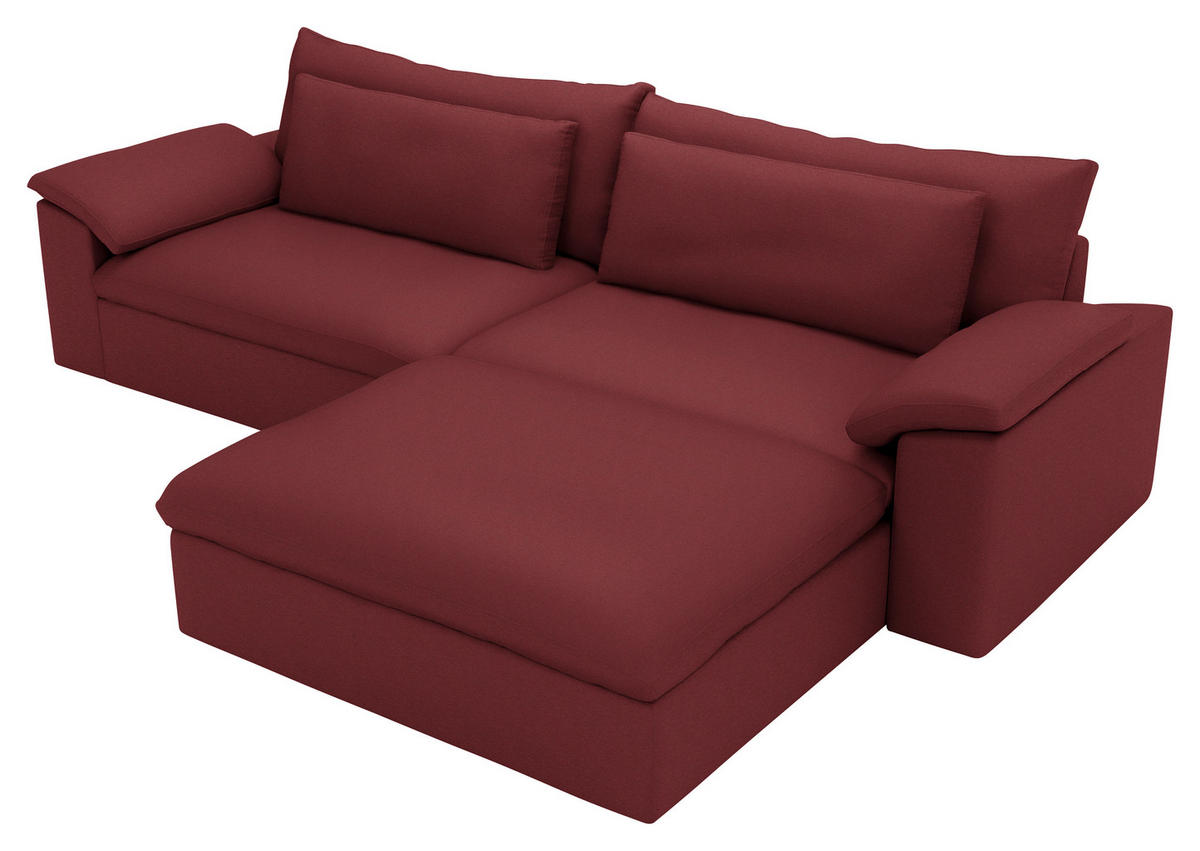 ECKSOFA  Chenille Bordeaux  - Bordeaux/Schwarz, Modern, Kunststoff/Textil (306/198cm) - Carryhome