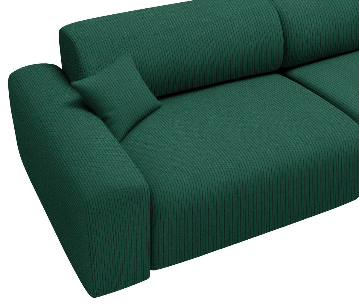 ECKSOFA in Velours, Feincord Waldgrün  - Waldgrün/Schwarz, Design, Kunststoff/Textil (292/178cm) - Livetastic