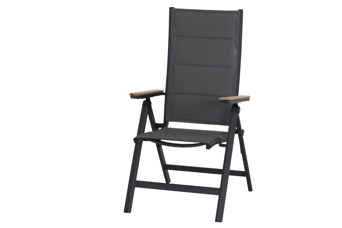 GARTENKLAPPSESSEL Teakholz Aluminium Anthrazit  - Anthrazit, KONVENTIONELL, Holz/Kunststoff (59/110/68cm) - Siena Garden