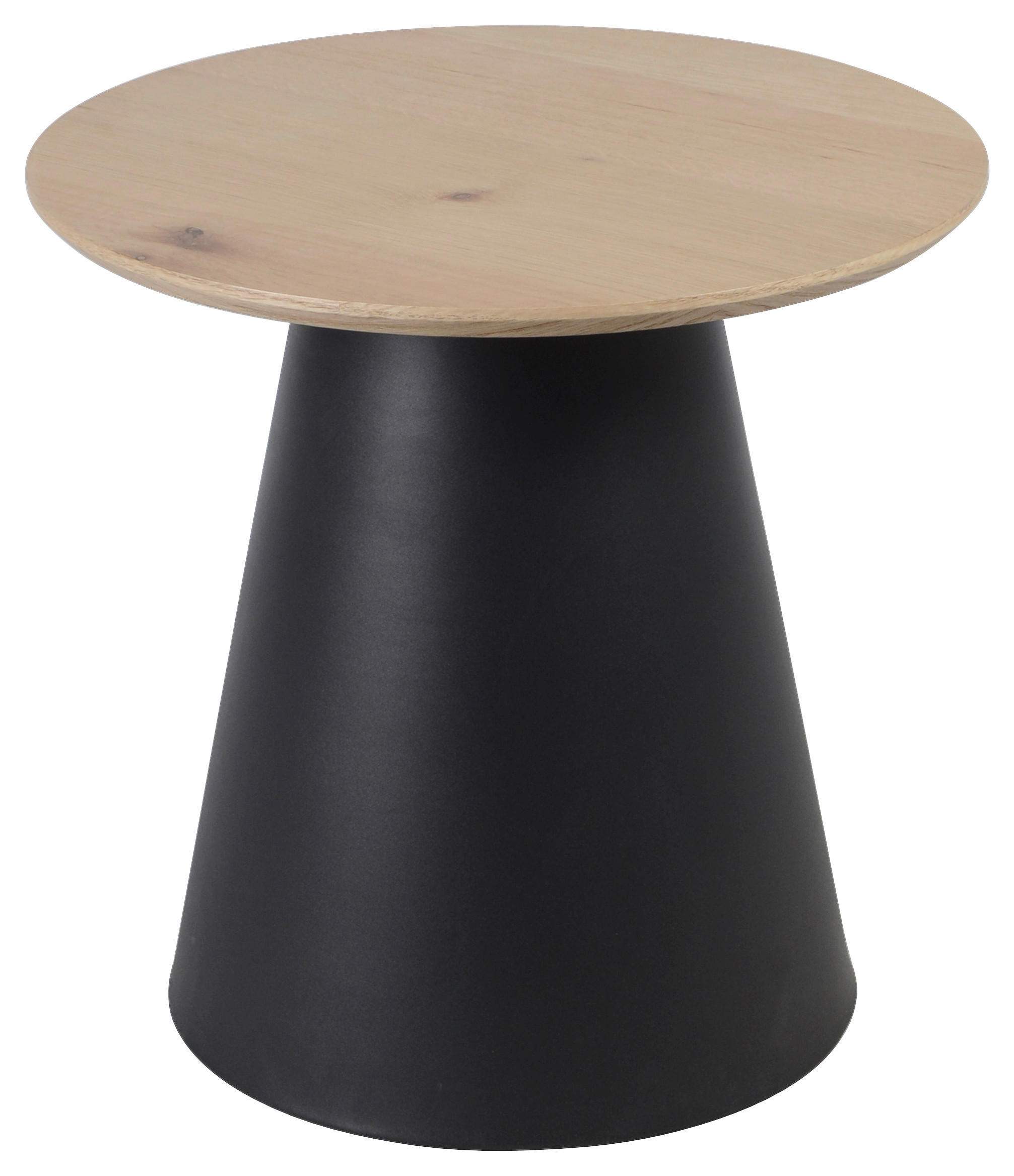BEISTELLTISCH 50/50/48 cm Eiche furniert Schwarz, Eichefarben rund  - Eichefarben/Schwarz, KONVENTIONELL, Holz/Metall (50/50/48cm) - Stylife