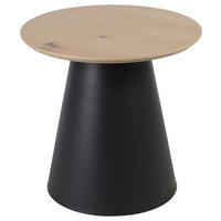 BEISTELLTISCH 50/50/48 cm Eiche furniert Schwarz, Eichefarben rund  - Eichefarben/Schwarz, KONVENTIONELL, Holz/Metall (50/50/48cm) - Stylife