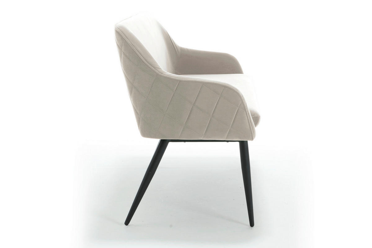 SITZBANK 160/85/61 cm Samt Creme Metall  - Creme/Schwarz, MODERN, Textil/Metall (160/85/61cm) - Livetastic