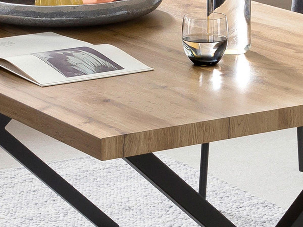 ESSTISCH rechteckig Naturfarben, Schwarz  - Schwarz/Naturfarben, Design, Holzwerkstoff/Metall (160/90/75cm) - Livetastic