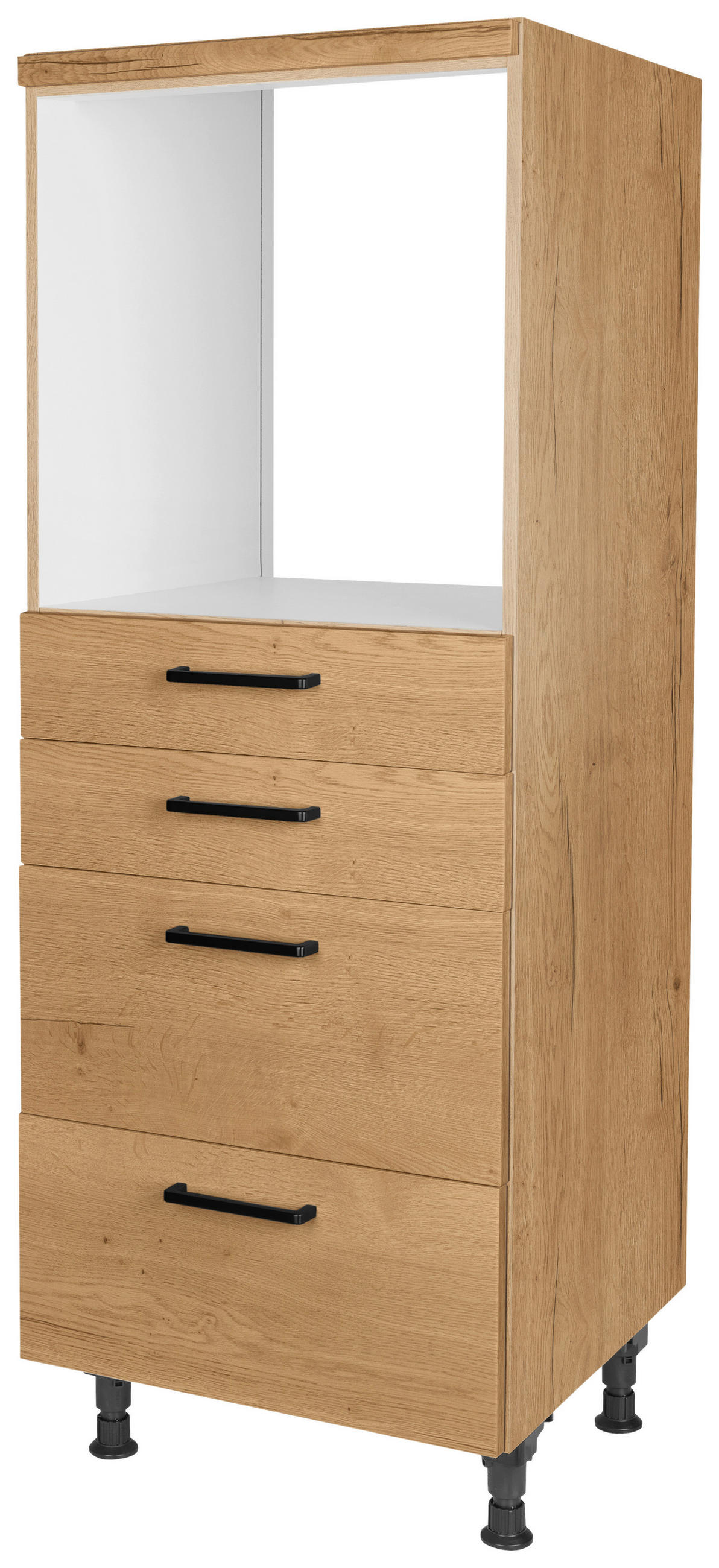 GERÄTEUMBAUSCHRANK 60/168/58 cm  in Eichefarben  - Eichefarben/Schwarz, MODERN, Holzwerkstoff/Metall (60/168/58cm) - Nobilia