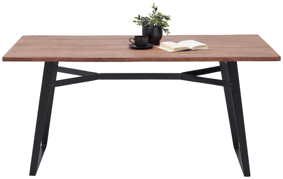 ÉTKEZŐASZTAL - akáciaszínű/fekete, Modern, fa/fém (160/90/77cm) - Livetastic