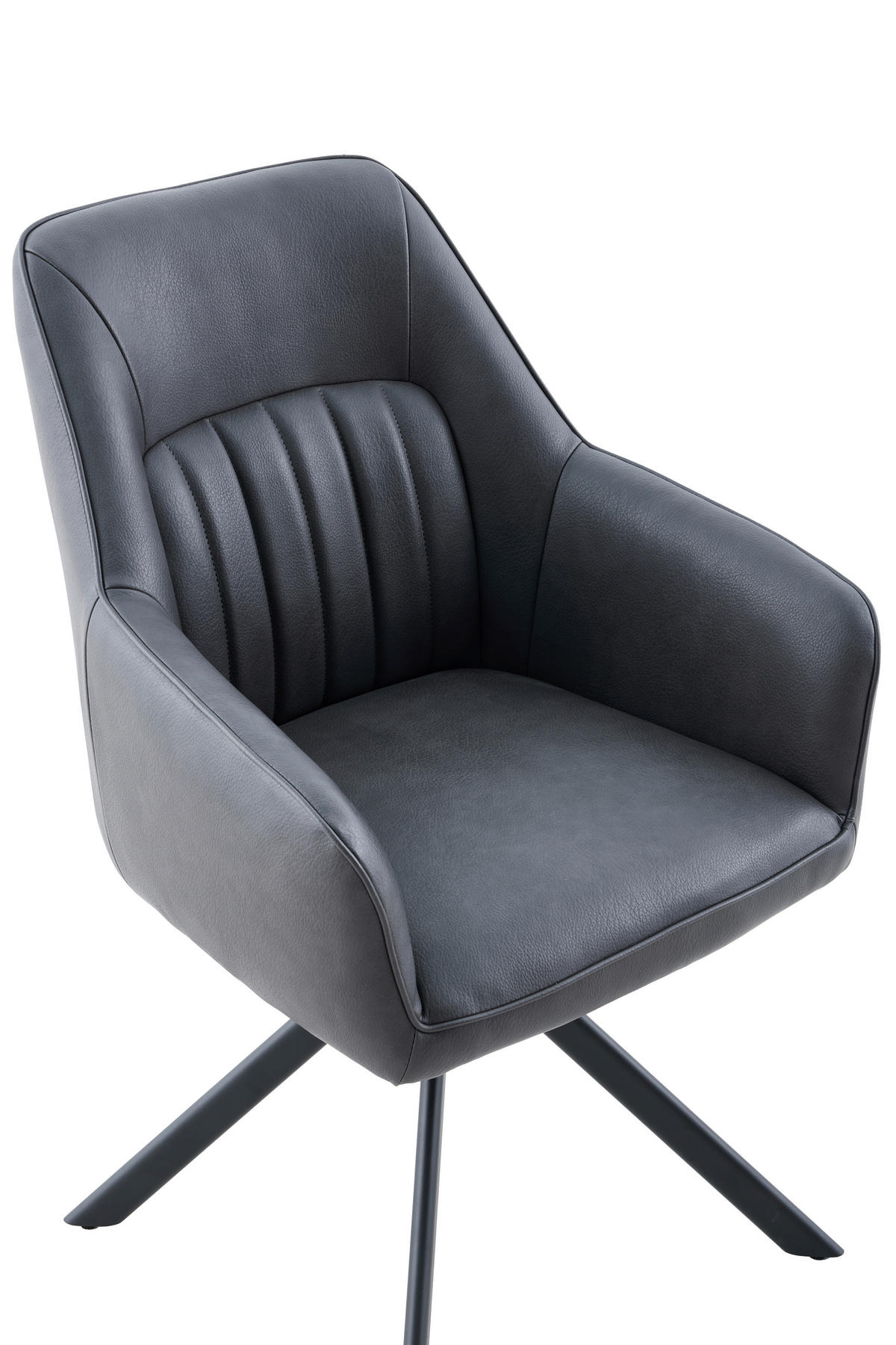 ARMLEHNSTUHL-SET 2 Stück erweiterbar, inklusive Armlehnen Lederlook  - Anthrazit/Schwarz, MODERN, Textil/Metall (62/92/67cm) - MID.YOU