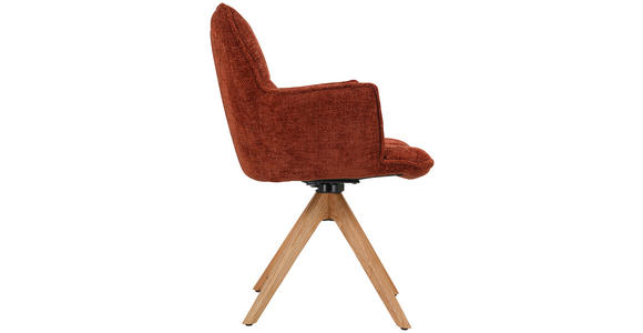 ARMLEHNSTUHL in Eisen Chenille - Eichefarben/Rostfarben, Design, Holz/Textil (59,5/88,5/63cm) - Novel