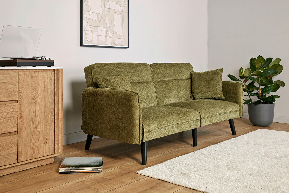 SCHLAFSOFA Bouclé Grün, Opal  - Champagner/Opal, MODERN, Holz/Textil (191/83/84cm) - Livetastic