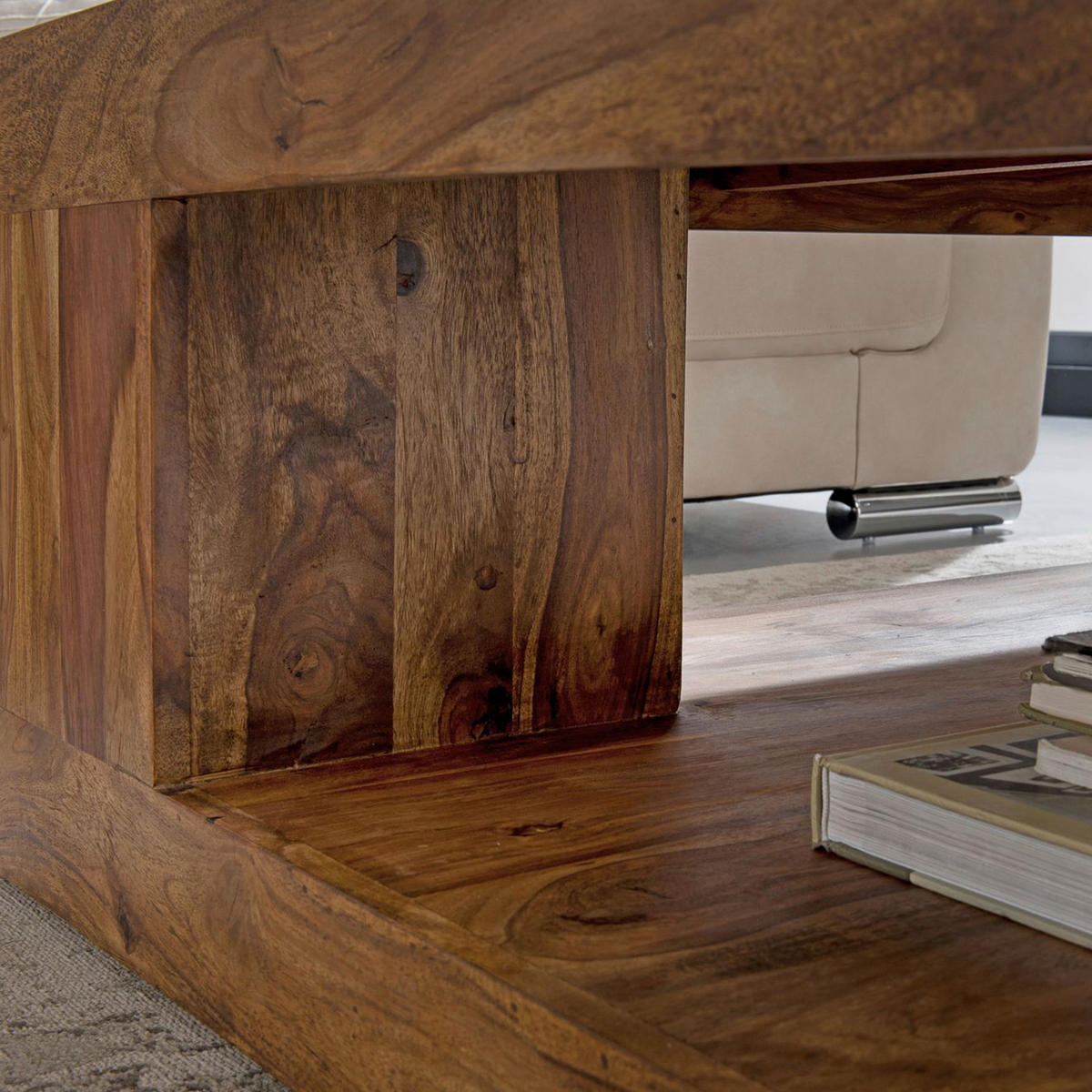 COUCHTISCH Sheesham massiv 90/90/40 cm quadratisch Sheeshamfarben  - Sheeshamfarben, Design, Holz (90/90/40cm) - MID.YOU