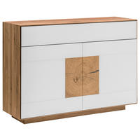 SIDEBOARD  in 120/87/40 cm  - Eichefarben/Weiß, MODERN, Glas/Holz (120/87/40cm) - Linea Natura