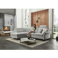 ECKSOFA Ecru Webstoff Schlaffunktion, Matratze  - Ecru/Schwarz, KONVENTIONELL, Textil/Metall (201/277cm) - Dieter Knoll