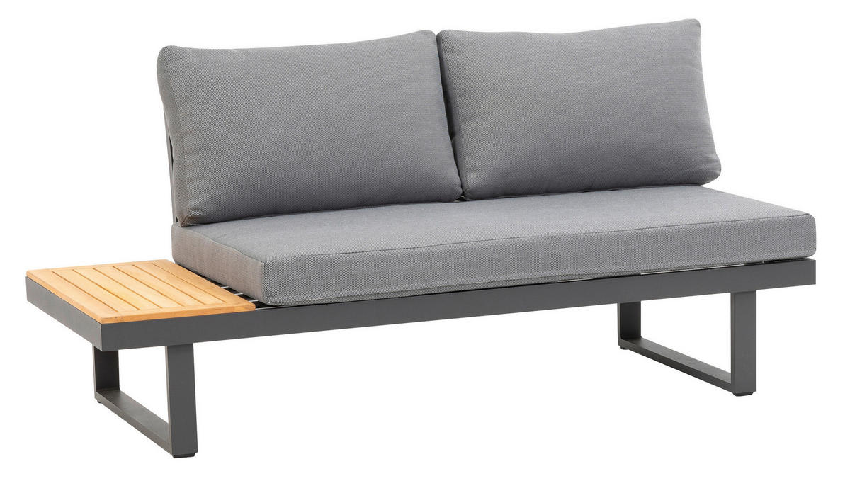 LOUNGEGARNITUR   253/70/175 cm Teakholz Aluminium  - Anthrazit/Grau, Basics, Holz/Textil (253/70/175cm) - Gardenson