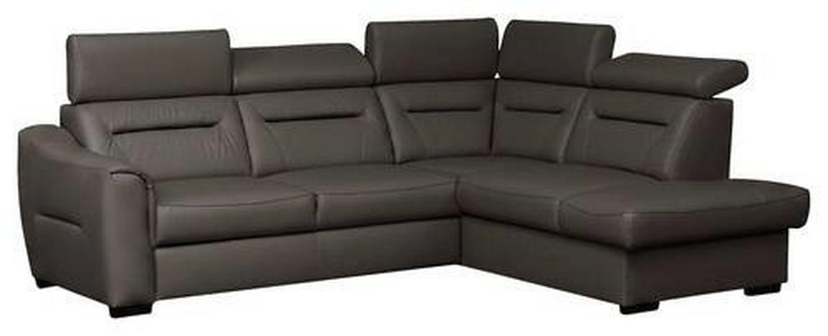 ECKSOFA  in Lederlook Echtleder Dunkelbraun  - Wengefarben/Dunkelbraun, Design, Leder/Holz (212/260cm) - Celina Home