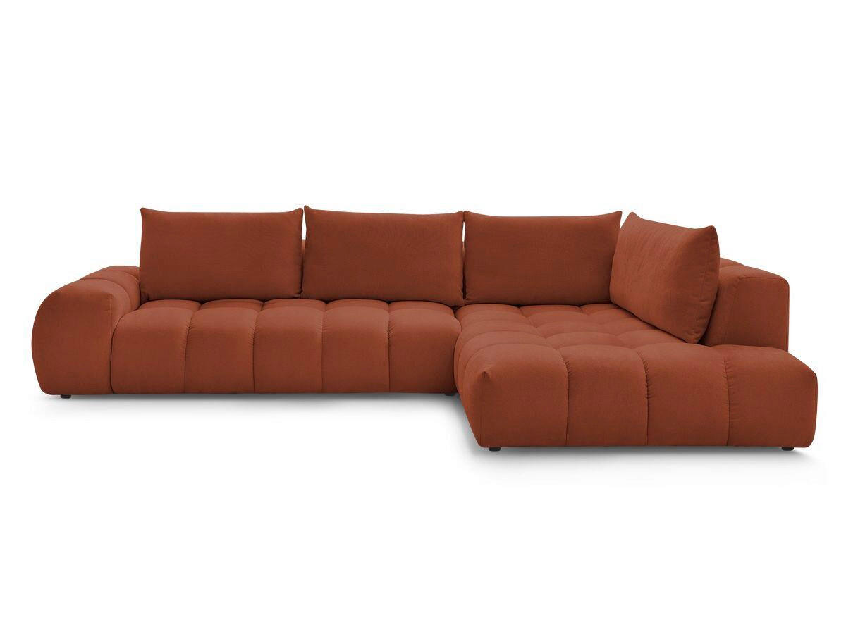 ECKSOFA Ottomane rechts  EVEREST Orange Struktur  - Schwarz/Orange, MODERN, Kunststoff/Textil (352/210cm)