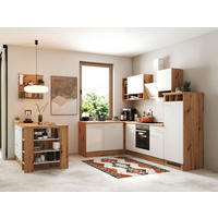 ECKKÜCHE 280/172 cm  in Weiß  - Wildeiche/Alufarben, Design, Holzwerkstoff/Metall (280/172cm) - Respekta