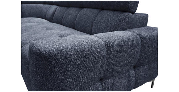 ECKSOFA in Struktur Dunkelblau  - Schwarz/Dunkelblau, MODERN, Textil/Metall (212/254cm) - Carryhome