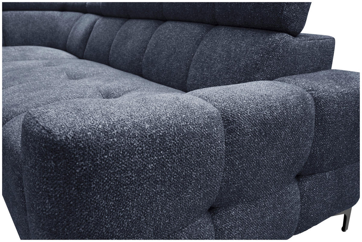 ECKSOFA in Struktur Dunkelblau  - Schwarz/Dunkelblau, Modern, Textil/Metall (212/254cm) - Carryhome
