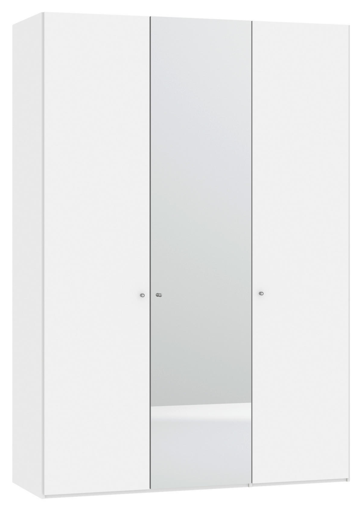 DREHTÜRENSCHRANK  in Weiß  - Silberfarben/Weiß, Design, Glas/Holzwerkstoff (153/220/40cm) - Jutzler