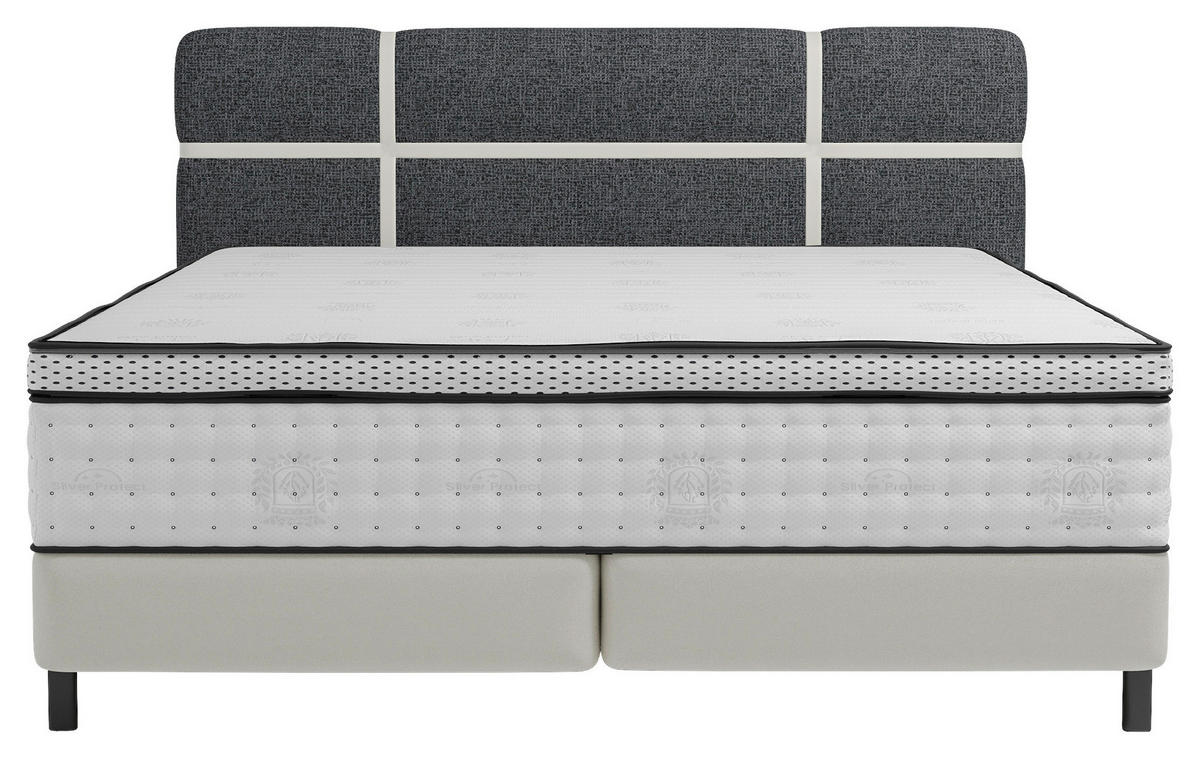 BOXSPRINGBETT 180/200 cm  in Creme, Dunkelgrau  - Dunkelgrau/Creme, Design, Textil/Metall (180/200cm) - Esposa