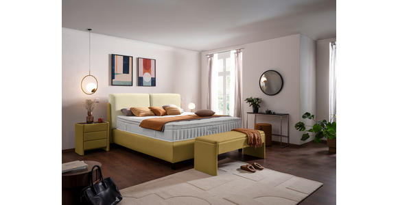 BOXSPRINGBETT 180/200 cm  in Creme, Senfgelb  - Senfgelb/Creme, Design, Textil/Metall (180/200cm) - Johann Jakob