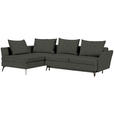 ECKSOFA in Webstoff Dunkelgrün  - Dunkelgrün/Schwarz, Design, Textil/Metall (182/280cm) - Carryhome