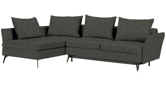 ECKSOFA in Webstoff Dunkelgrün  - Dunkelgrün/Schwarz, Design, Textil/Metall (182/280cm) - Carryhome