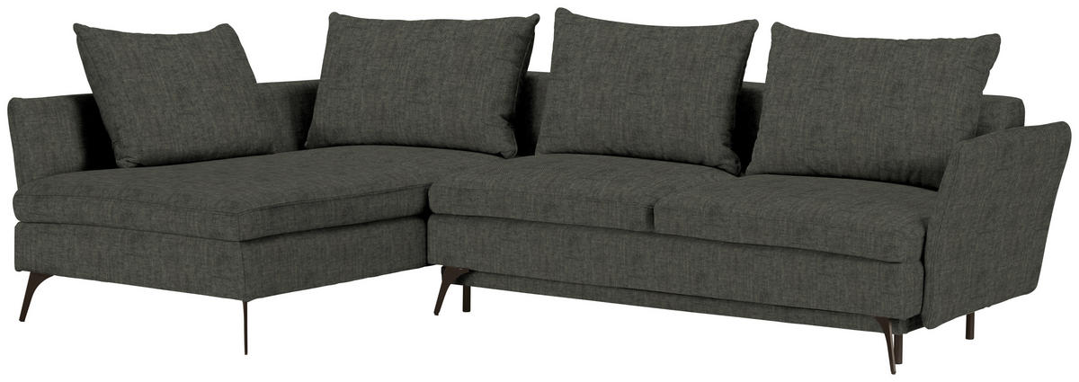 ECKSOFA in Webstoff Dunkelgrün  182/280 cm  - Dunkelgrün/Schwarz, Design, Textil/Metall (182/280cm) - Carryhome
