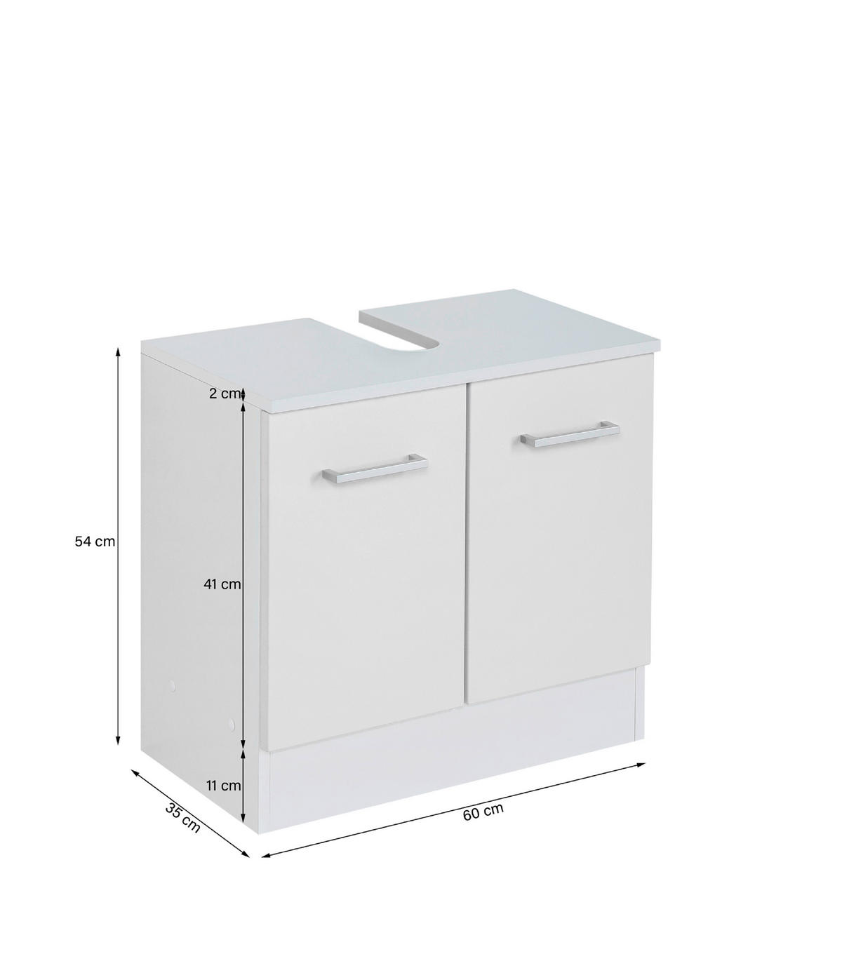 SKRINKA POD UMÝVADLO, zelená, biela, 60/56/35 cm - biela/zelená, Modern, kov/kompozitné drevo (60/56/35cm) - Held