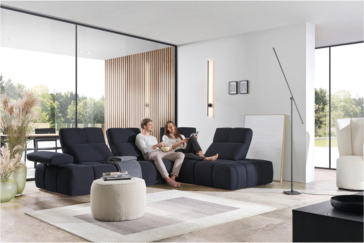 ECKSOFA in Struktur Schwarz  - Schwarz, Design, Kunststoff/Textil (313/233cm) - Emilio Belluti
