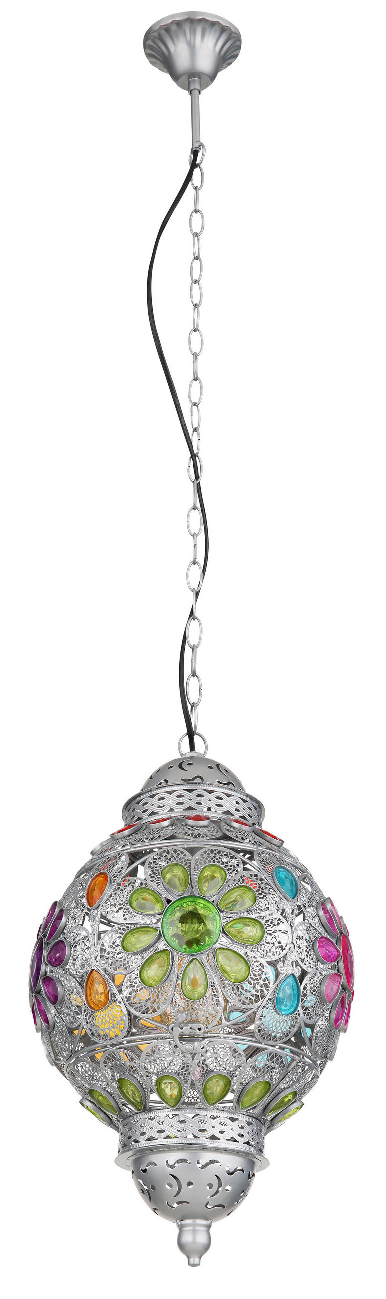 HÄNGELEUCHTE 27/120 cm    - Silberfarben/Multicolor, Trend, Kunststoff/Metall (27/120cm) - Globo