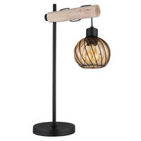 TISCHLEUCHTE - Schwarz/Naturfarben, Natur, Glas/Holz (33/18/55cm) - Globo