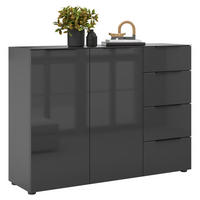 SIDEBOARD Style  in 135/99/40 cm  - Anthrazit/Anthrazit Hochglanz, Basics, Glas/Holzwerkstoff (135/99/40cm)