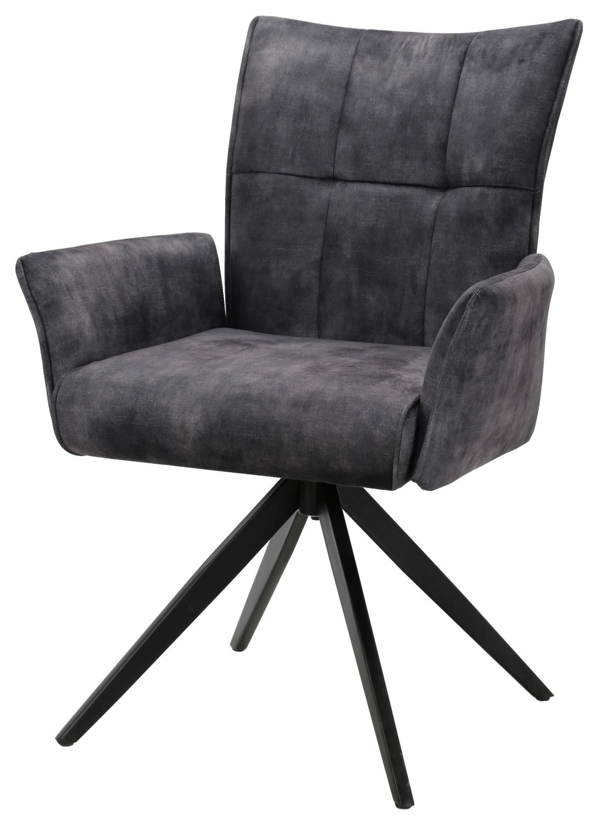 ARMLEHNSTUHL  in Eisen Samt  - Dunkelgrau/Schwarz, Design, Textil/Metall (62/92/66cm) - Hom`in